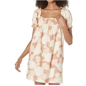 Faherty Ramona Smocked Dress Floral Multicolor Size Medium